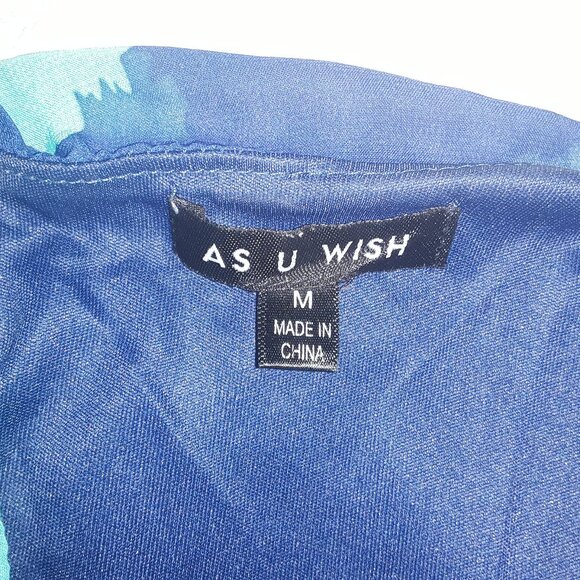 As U Wish Med Ladies 1 Shoulder Turquoise & Purple Chevron Print Lined Chiffon - Picture 3 of 4